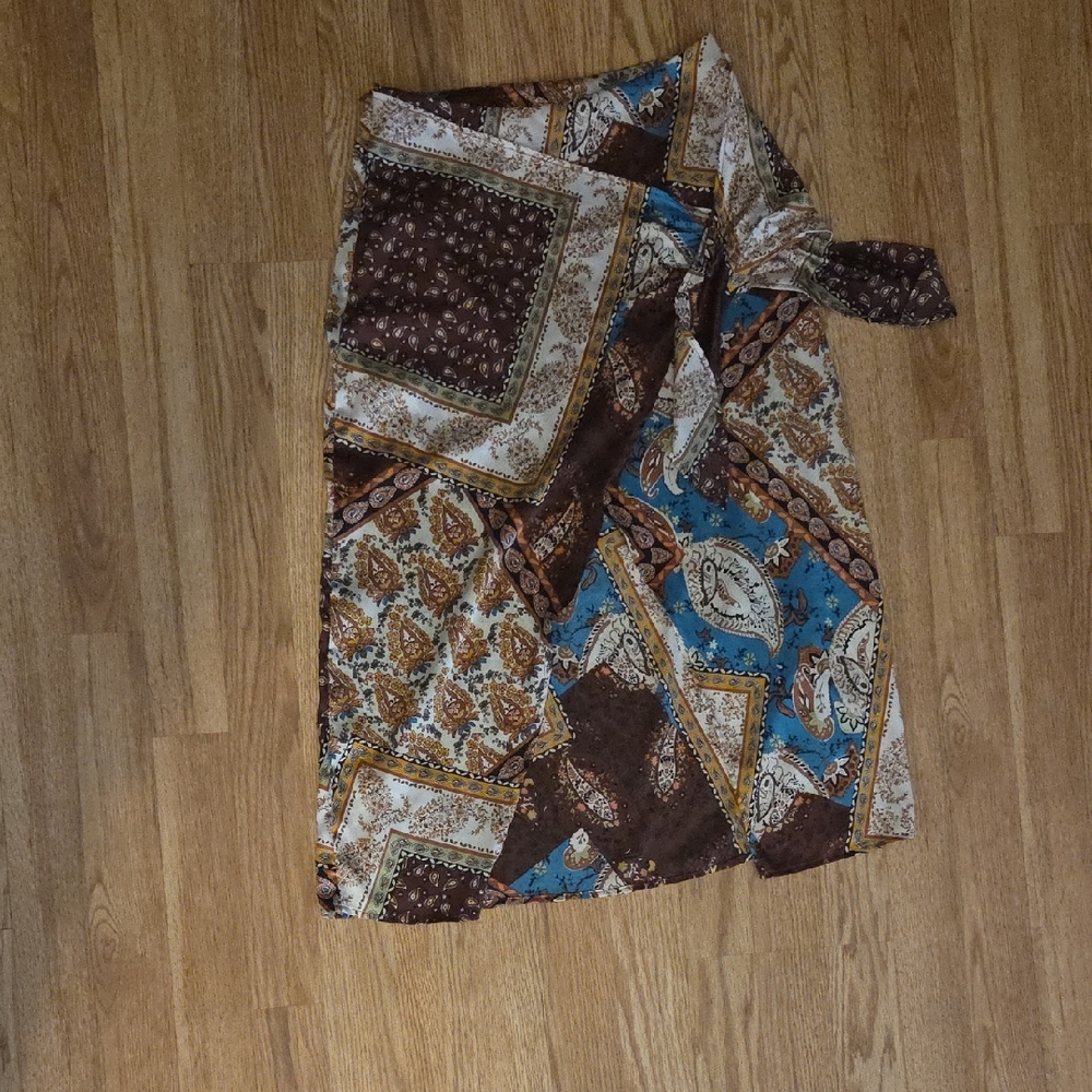 Zaful Patchwork Skirt - Brown and Blue